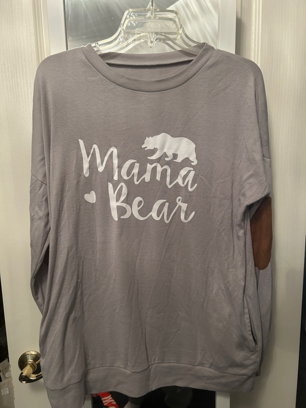 Mama Bear Graphic Pullover - Light Gray with White Print